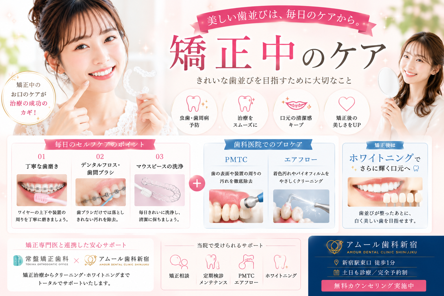 矯正中のケアが大切な理由とは？歯磨き・クリーニング・ホワイトニングまで徹底解説｜アムール歯科新宿