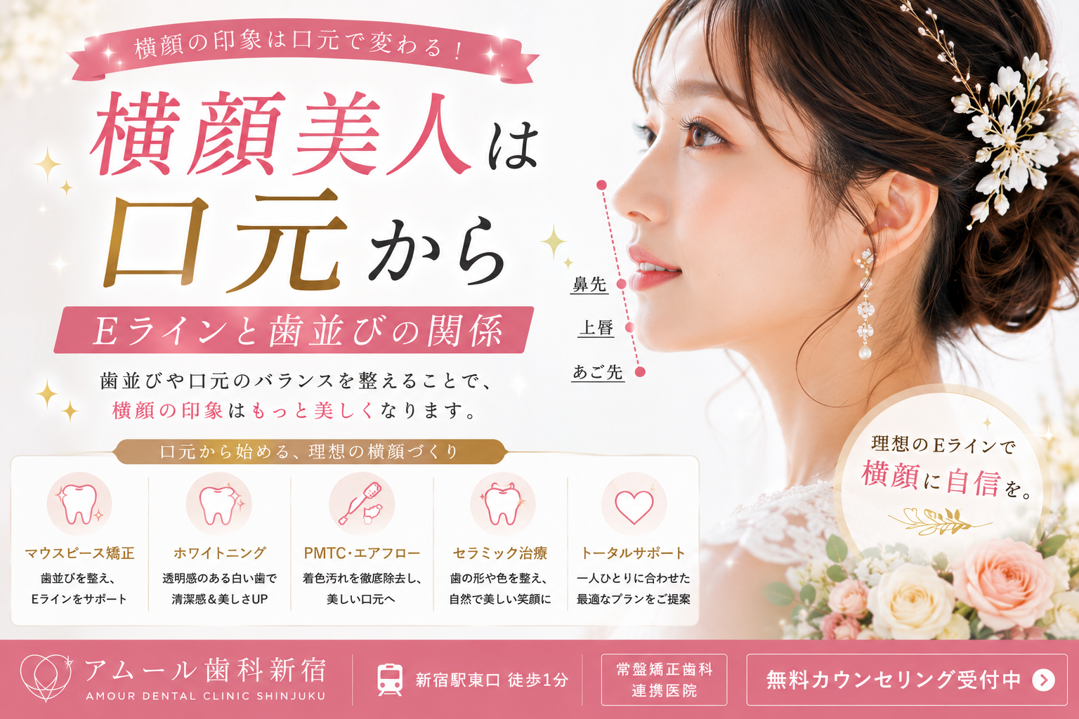 横顔美人は口元から|Eラインと歯並びの関係を歯科医師が解説【アムール歯科新宿】