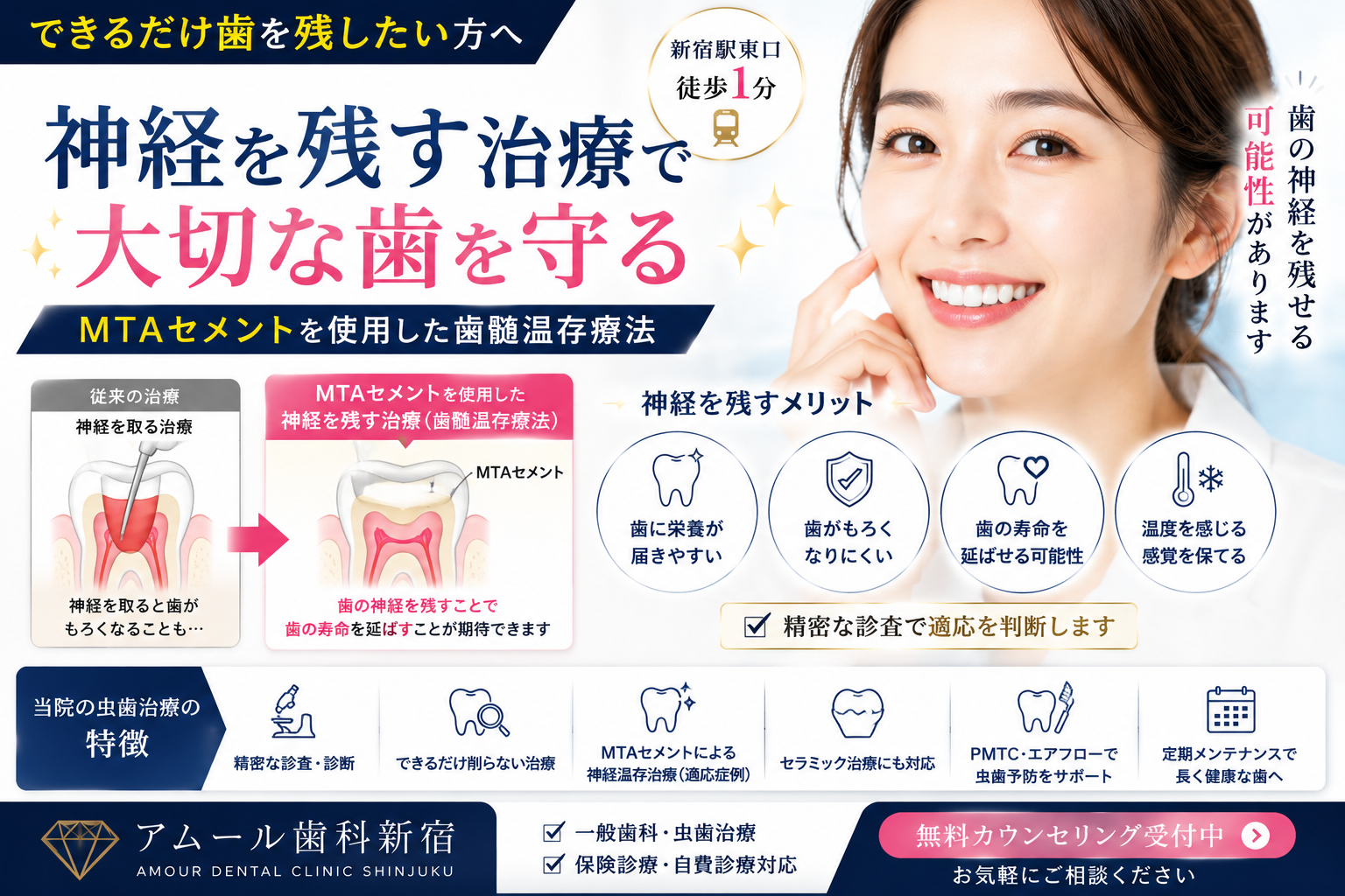 神経を残す虫歯治療とは？MTAセメントを使った歯を守る治療について【アムール歯科新宿】