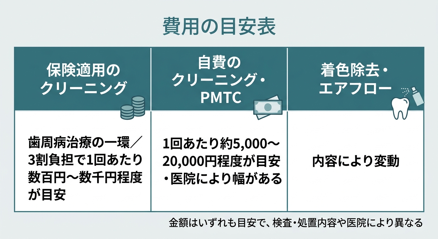 クリーニング・予防歯科の費用の目安