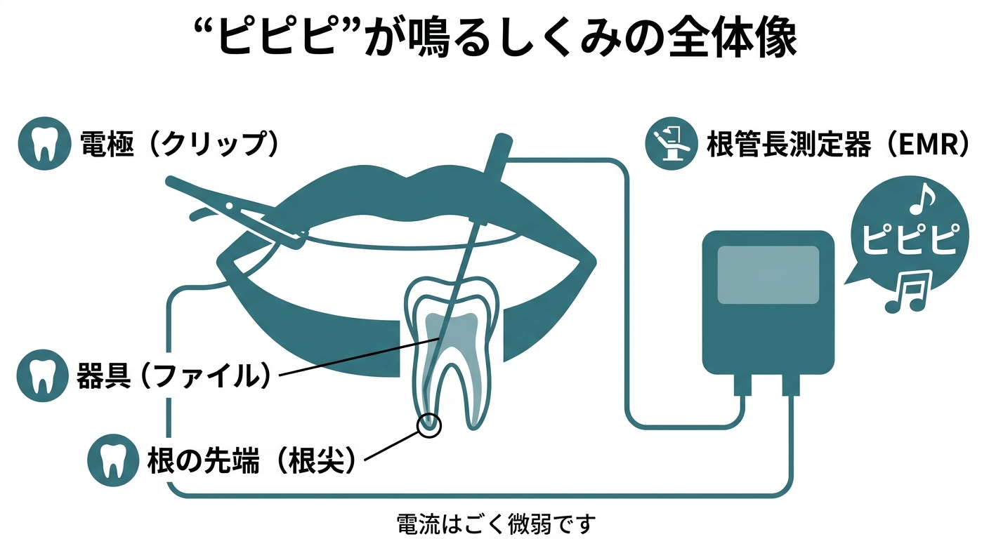 「ピピピ」の正体は根管長測定器(EMR)の電子音