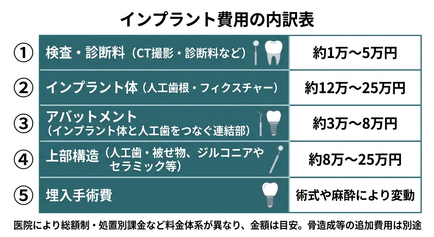 インプラント費用の内訳と「総額」の考え方