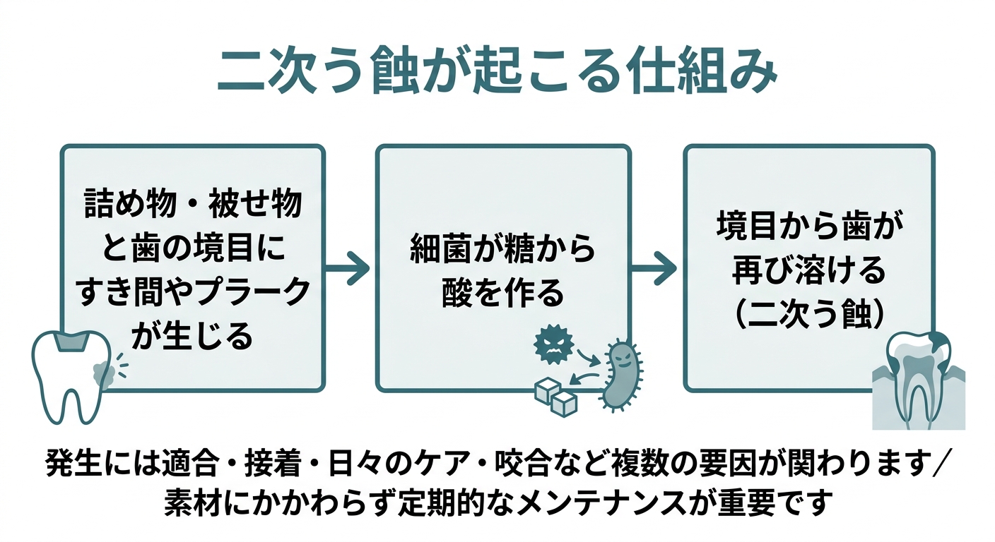 二次う蝕(虫歯の再発)のなりやすさ